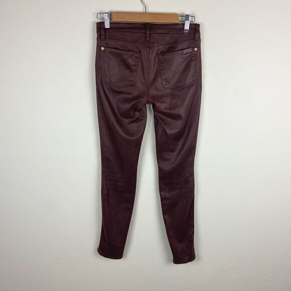 7 For All Mankind High-Waist Skinny Pant - Coated Brown - Picture 6 of 8